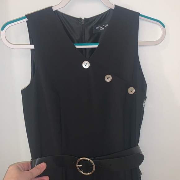 Choc Top Jumper/Romper.  Size Small.  Wide leg.  Black w oversized leg buttons - Picture 1 of 8